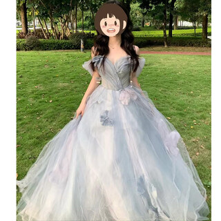 Gisailun adult dress for high school seniors blue evening dress for women 2025 new annual party super fairy student day adult ceremony blue l