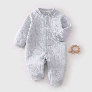 Joyncleon baby winter quilted jumpsuit, newborn sweatshirt, warm split jumpsuit for men and women, infant crawler suit, mid-open warm jumpsuit, jacquard mushroom blue, 80cm, 9-12 months, recommended weight 8.5-10kg