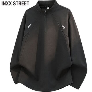 Inxx (inxx) inxx street fashion splicing large size breathable sweatshirt for men spring and autumn new versatile casual long-sleeved top black 4xl recommended 200-220jin jin equals 0.5 kg