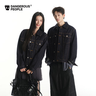 Dangerous people joker xue dsp classic retro washed denim jacket high street fashion brand casual jacket navy blue s