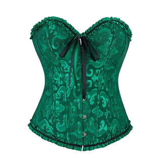 Bridal wedding dress bottoming steel corset tight sexy bra can be weared out to support breast and belly control ribbon top green l