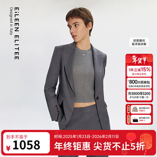 Langzi eileen elitee 2025 new autumn new high-end college style workplace commuting loose suit jacket for women, dark gray l