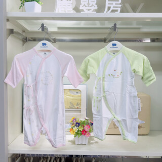 The same style of newborn long-sleeved thin jumpsuit at liyinfang mall, infant and toddler home clothes, underwear, lace-up rompers, blue pure cotton thin 52cm/newborn