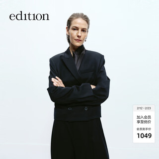 Edition blazer women's retro short wool worsted women's gentleman's suit commuting black m 165