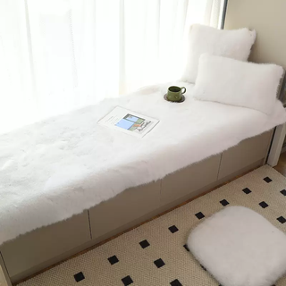 Yusenyi 2025 new bay window mat window sill mat fox plush bay window mat master bedroom balcony mat customizable tatami mat white imitation fox fur silicone bottom 70x180cm