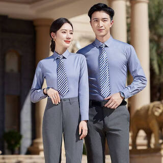 Hartmarx shirt custom embroidered logo men's and women's long and short sleeve shirts custom embroidered ironing-free work clothes print men's light gray shirt + black trousers 358 with pocket youngor s