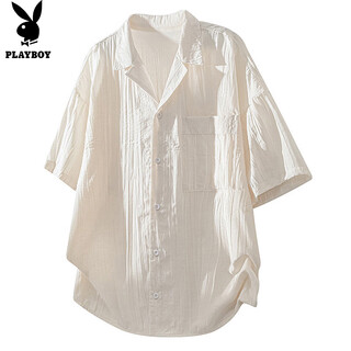 Playboy (playboy) short-sleeved shirt men's ice silk thin summer casual jacket men's shirt high-end cool tops