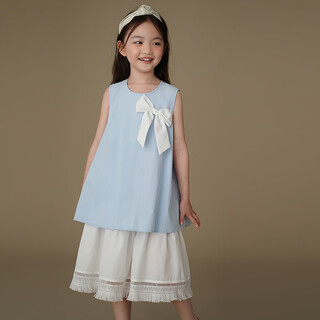 Hacikis hacikis children's clothing children's summer clothes new sweet bow fake two-piece dress girls vest dress cool and breathable