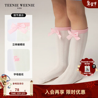 Teenie weenie kids bear children's clothes 26 new girls sweet college bow mid-calf socks light pink one size l