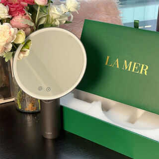 Cosmetic mirror with light led desktop mirror internet celebrity makeup mirror smart beauty mirror gift souvenir gray smart mirror + outer box + shopping bag + 5x mirror