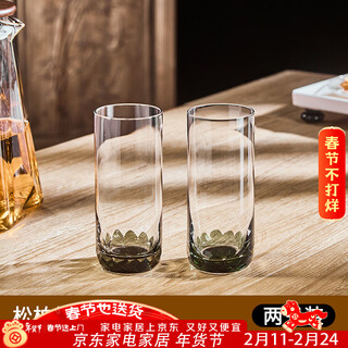 Depinte thickened glass cup set household high temperature resistant color bottom cup water cup tea set pine green 400ml_2