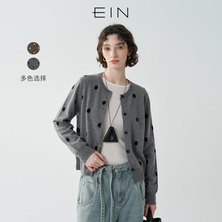 Ein gray series ein yan literary polka dot sheep wool retro knitted cardigan jacket women 2026 early spring new sand gray l