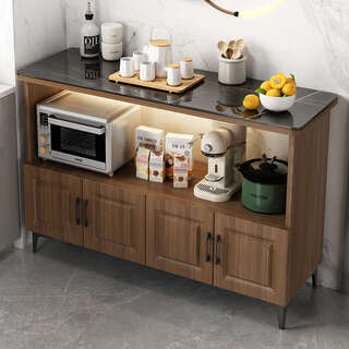 Fantasy kitchen slate storage rack multi-functional sideboard floor-standing workbench microwave pot rice noodle appliance storage cabinet slate countertop/package installation length 60 width 30 height 85