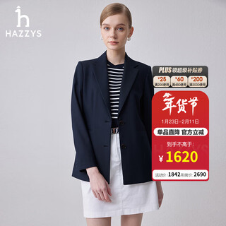 Hazzys women's clothing spring and autumn women's nine-quarter sleeve two-button commuting singles women's asusj0baj19 navy blue nv l (165/88a 40)