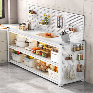 Fantasy kitchen shelf floor-standing microwave oven storage shelf storage rack wall-mounted integrated shelf 5 layers + matte black 160cm high full-body column & stable load-bearing 80cm long 35cm wide extra thick carbon steel