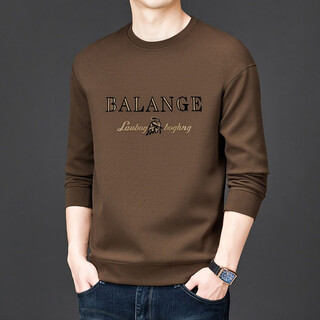 Gumala high-end brand fashion versatile sweatshirt for men 2026 spring and autumn new fashion brand bottoming long-sleeved t-shirt top men's coffee color m recommended 90-110