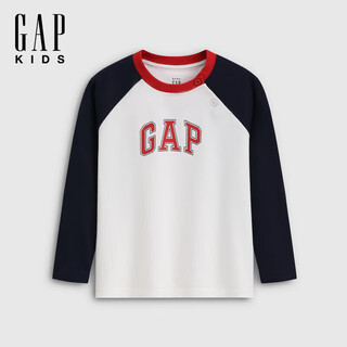 Gap (gap) boys and girls 2026 spring new pure cotton logo printed raglan sleeves long-sleeved t-shirt children's clothing 893446