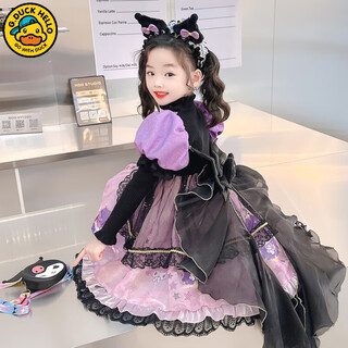 G.duck children's clothing girls dress autumn and winter style children's lolita princess dress thickened new baby girl skirt kuromi sweater dress + tail 100 recommended 90-100cm3-4 years old