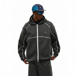 Fpa contrasting color hasselblad cardigan hooded sweatshirt suit men's casual street fashion long-sleeved jacket black gray s