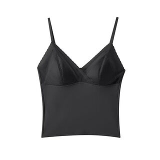 2023 summer french light luxurious satin one-piece beautiful back gathering seamless one-piece ice silk wireless underwear vest simple black m