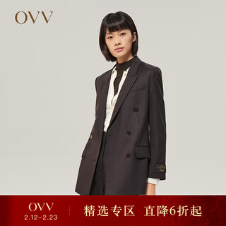 Ovv autumn and winter hot sale women's flannel wool classic double breasted suit jacket red brown b1 s