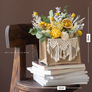 Beihua xishe dried flowers hand-woven sack set photography sample room natural bouquet decoration diy pendulum woven sack + spring orchids and autumn chrysanthemums floral dry flower bag