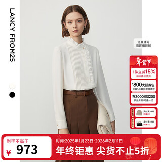 Langzi langzi basic wardrobe french court style earring collar shirt top shirt temperament spring new style off-white m