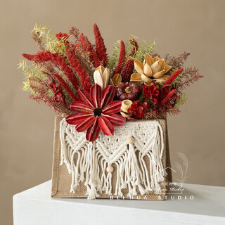 Beihua xishe dried flowers hand-woven sack set photography sample room natural flower bouquet decoration diy arrangement woven sack + flowers and willows flower art dry flower bag
