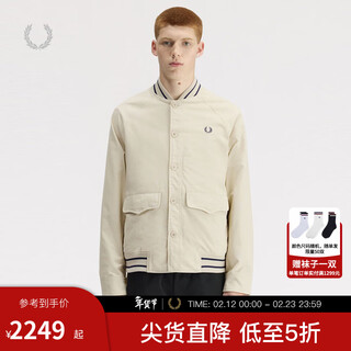 Fred perry men's breasted baseball jacket 2026 spring new british fashion workwear style casual jacket beige bgx m