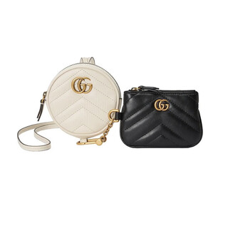 Gucci (gucci) women's bag gg marmont bag marmont series coin purse key bag two-in-one bag valentine's day gift black and white