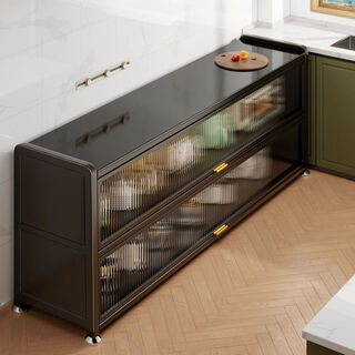 Fantasy kitchen wall-mounted integrated storage cabinet multifunctional dish rack microwave carbon steel sideboard cabinet storage cabinet light luxury gray delivery upstairs free mats + hooks 5 layers length 120 width 44 height 145 extra thick materials