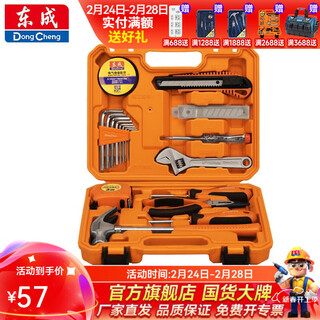 Dongcheng household tool box set hardware tool set multi-functional electrician woodworking telecommunications repair tool combination set household hardware set 18 pieces