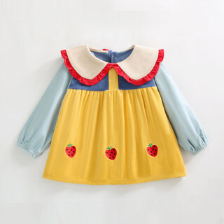 Lotto children's smock baby bib waterproof baby reverse dressing girl baby eating pure cotton spring autumn winter kindergarten girl 21986 yellow 110