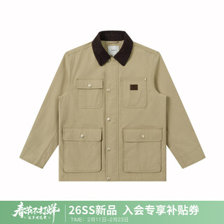Hazzys men's 2026 spring new windproof men's windproof/waterproof work style men's jacket aswzh0dah02 beige bi m (170/92a 46)