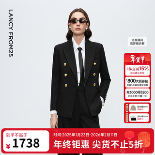 Langzi gaozhi series retro peaked collar old money style suit design suit 2025 winter new style night black s