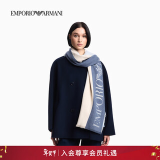 Emporio armani/armani official flagship valentine's day gift new women's contrast striped shawl scarf for autumn and winter f9026-blue/beige one size