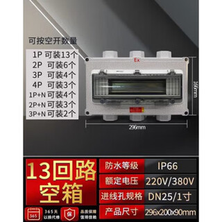 Outdoor explosion-proof distribution box air switch 220v industrial 380v waterproof and dustproof 32a with leakage 3p circuit breaker empty box thirteen circuits - empty box three in three out n25