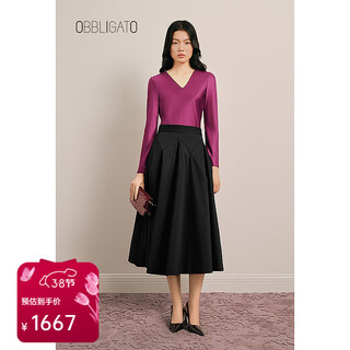 Obbligato origato spring pullover cherry red v-neck glossy suit top top cherry red s