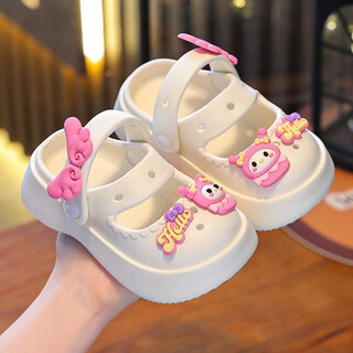 Time season children's shoes girls children's mary jane crocs women's cute sweet princess shoes children's sandals children's slippers women white 35-36 sizes