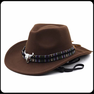 Cowboy hat ethnic style knight hat top hat women's sichuan hat tibetan dance tibetan cowboy guozhuang hat men's straw brown 2 + rope m (56-58cm)