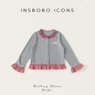 Insbobo children's clothing girls' coats children's sweaters 2026 new style girls lace tops good-looking clothes spring gray 110