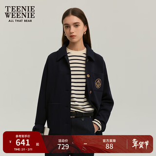 Teenie weenie bear winter casual fashion short silhouette fashionable suit jacket for women navy blue m (165)