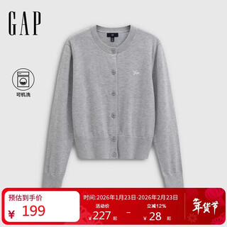 Gap women's 2025 autumn new embroidered logo soft fit round neck cardigan sweater top 793646