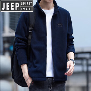 Jeep spirit jeep polar fleece men's jacket autumn and winter new fleece sweatshirt men's plus size jacket men's fleece warm sapphire m 100-120jin jin equals 0.5 kg