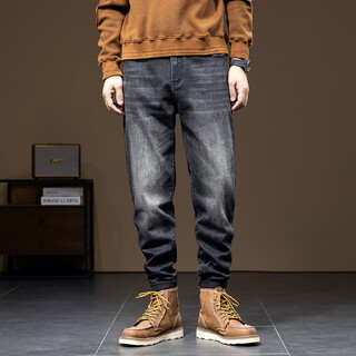 Tanye spring and autumn jeans men's plus size plus size loose little feet fat man elastic trendy brand harem pants 588 black 40 recommended (200-220) jin jin is equal to 0.5 kg