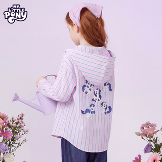 My little pony girls shirt loose hooded jacket printed long sleeve striped casual top 2026 spring thin purple blue strip regular 130