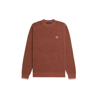 Fred perry men's sweatshirt warm and breathable cotton texture spring and autumn daily sweater casual dark brown one size | l