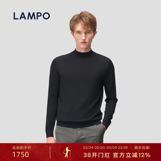 Blue leopard (lampo) easy-care wool autumn and winter warm business casual half turtleneck wool sweater men's round neck simple sweater black m (46)
