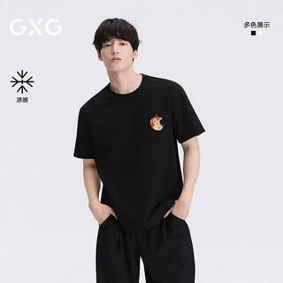 Gxg men's short-sleeved t-shirt cool apple small label texture material short-sleeved knitted 2026 summer new product black l