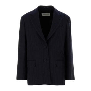 Dries van noten women's jacket warm anti-wrinkle lapel work commuting jacket simple blue one size |36